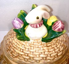 Easter Egg Fine China Pastel  7 inches   charming bunny and tulip design picture