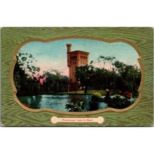 Picturesque Lake By Bach Brick Water Tower Park Setting Vintage Postcard SP5-12 picture