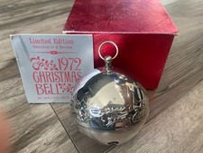 Wallace Silversmiths 1972 Christmas Silver Bell Sleigh Ornament With Box & Card picture