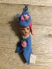 Vintage Magis Roma Italy - Hand Painted Doll Face Felt Bust - Christmas Ornament picture
