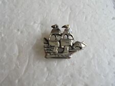 Vintage Silvertone Galleon Sailing Ship Tie Tac Pin picture
