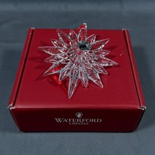 Waterford Crystal Star Christmas Ornament 4' NEW Red Ribbon Holiday Decor picture