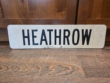 Vintage London Heathrow Airport Sign Metal Aviation Pilot Flying Street Blade picture