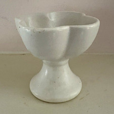 Rare Vintage Frankoma Pottery White Pedestal Tulip Vase w Scalloped Rim 4 in  picture