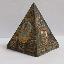 Handmade Egyptian Pyramid with Hieroglyphs – Antique Pharaonic Style Decor picture