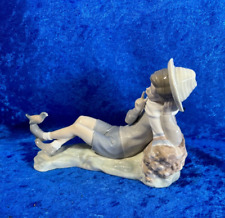 Lladro Resting Boy w/Bird on Foot Porcelain Figurine 9