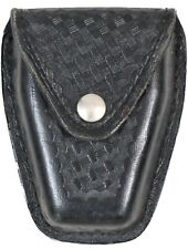 Safariland 190-4 Black Basketweave Leather Snap Top Flap Chain Handcuff Pouch picture