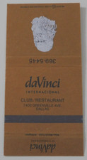 DaVINCI  INTERNATIONAL CLUB/RESTAURANT MATCHBOOK COVER * DALLAS, TEXAS picture