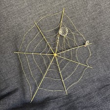 Vintage Crystal Spider Figurine and insect in Wire Spider Web Wall Art picture