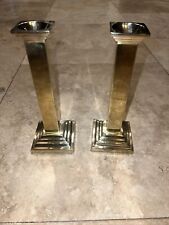 Brass Candlestick Holders 8in Tall, Base 3 In X 3in picture