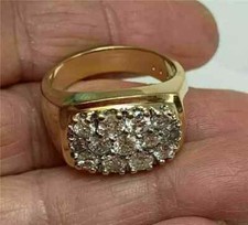 Wedding Men's Ring 1.20Ct Round Lab Created Diamond 14K Yellow Gold Finish picture
