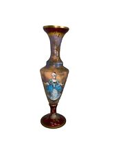 Antique French Enamel on Copper Portrait Vase picture