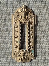 Antique Heavy Cast Bronze Thermometer Frame—Lady & Lion Faces—Art Nouveau picture