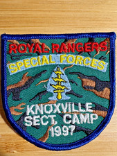 1997 Royal Rangers Special Forces Knoxville Sect. Camp Camo Patch Shield Patch picture