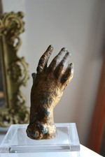 Vintage Victorian Lady's Hand Figural Statue Sculpture Metal Paper Weight picture