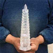 0.63kg Natural White Quartz Carved Crystal Tower Wand Healing picture
