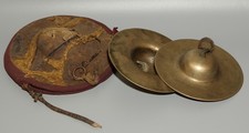 Real Pair Tibet 18th Century Old Antique Buddhist Ritual Alloy Copper Gong Bell picture