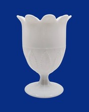 Antique 1870s Vintage Bryce Walker Birch Leaf Milk Glass Goblet  EAPG Victorian  picture