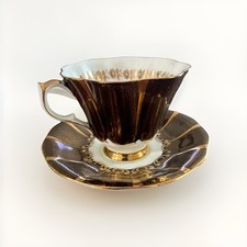 Queen Anne Bone China Cup & Saucer England  Gold Floral Set  Nr.133 picture