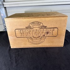 Vintage 1989 1990 Coors Winterfest Cedar Wood Beer Crate Box Rare Bar Man Cave picture