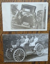 1915 Lyme NH postcard of family in automobile + 1921 Mass. Photo of girls & auto picture