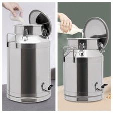 60L Stainless Steel Milk Can Oil Pail Storage Bucket Wine Barrel Canister+Faucet picture