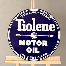 Tiolene Motor Oil Vintage Heavy Metal Sign – Petrol Garage Decor - 50 cm (19.7”) picture