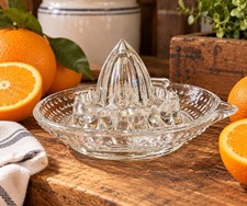 Vintage Clear Glass Citrus Juicer Reamer Hobnail Dot Pattern Orange Squeezer picture