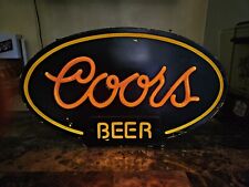 VINTAGE COORS BEER 1983 LIGHTED FAUX NEON STYLE OVAL WALL SIGN 20.5