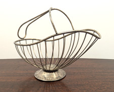 Vintage French Style Silver Tone Wire Wine Bottle Carrier Holder Basket Pedestal picture