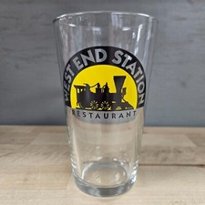 West End Station Restaurant ~ Locomotive Train Pint Beer Glass ~ NEW picture