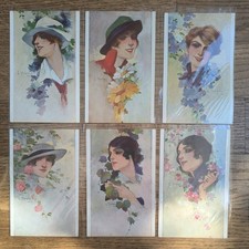 ART DECO LIBERTY ART NOVEAU ILL. YOBBI L. SERIES OF 4 POSTCARDS WOMEN WOMEN picture