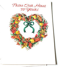 Thanksgiving Card Fall Autumn Leaves Wreath From Our Home to Yours picture