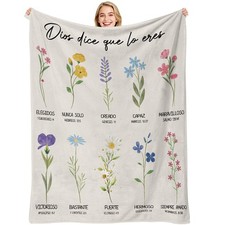 Spanish Christian Gifts for Women, Christian Throw Blanket with Flowers, Reli... picture