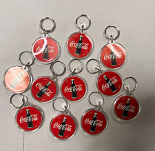 Coca-Cola Round Red Keychain Key Ring Coke Bottle Logo Lot of 11 picture