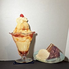Vintage Litho Die Cut Cardboard Ice Cream Sundae And Cake Coca Cola picture