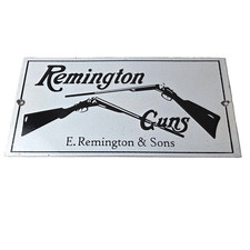 Vintage Remington Gun Dealer Porcelain Sign - Rifle Remington Sons Gas Pump Sign picture