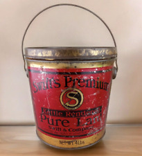 SWIFT'S PREMIUM Kettle Rendered 4 lb. Lard Can Tin Pail Vintage Advertising RARE picture