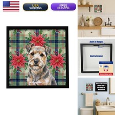Caroline's Treasures Norfolk Terrier Christmas Poinsettias Framed Metal Print picture