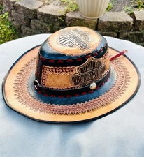 Vintage Harley Davidson Hand Tooled Leather Cowboy Hat/SUPER RARE/Embossed picture