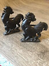 Set (2) Cast Iron Rooster Napkin Holder Mail Letter Organizer Farm House Chicken picture