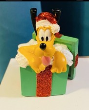 Disney Parks Christmas Pluto Figurine Holiday Ornament NEW picture