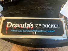 Dracula Coffin Shape Ice Bucket 3 qt Black Plastic w/ Lid Horror Theme picture