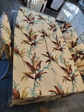1940's 50s vtg 4 panels barkcloth lined Drapes 45 x 88
