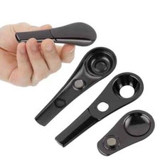 Portable Smoking Pipe Magnetic Metal Spoon Black With Gift Box for Men Gift 1pc picture