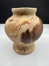 Vintage Nemadji Pottery Swirl Art Vase Marbled Clay Moose Lake Minnesota 3.25in picture