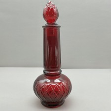 Avon Somewhere Cologne Bottle Vintage Ruby Red Glass Diamond Stopper 3 Oz 6.75