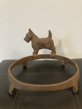 Antique Hubley Cast Iron Scottie Dog Bowl Holder Ring Uncleaned Patina picture