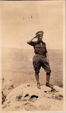 Antique 1915 Grand Canyon Arizona Photo WWI Era Soldier Saluting Sepia Vintage picture