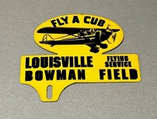 VINTAGE VRARE 12” FLY A CUB PLANE PLATE TOPPER PORCELAIN SIGN CAR GAS OIL TRUCK picture